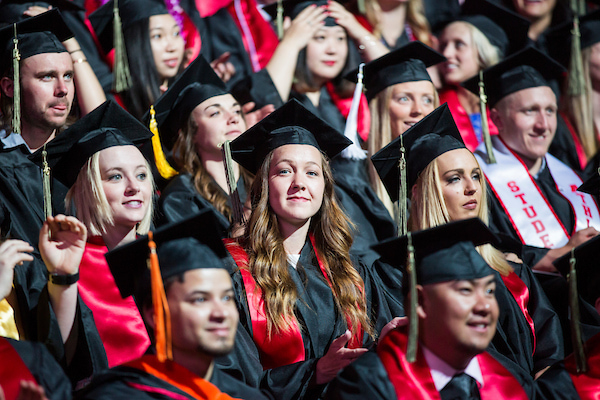 crowd of students at graduation